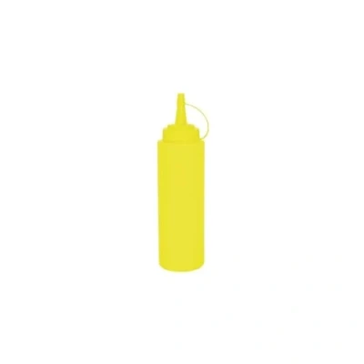 Image of Vogue Squeeze Sauce Bottle with Cap 340 ml/12 oz, Yellow, Material: Polyethylene, Refillable Yellow Bottle, Screw Top &amp; Wide Neck for Easy Refill, Mustard K144