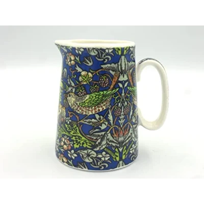 Image of William Morris Blue Strawberry Thief Cream jug for The Abbeydale Collection.