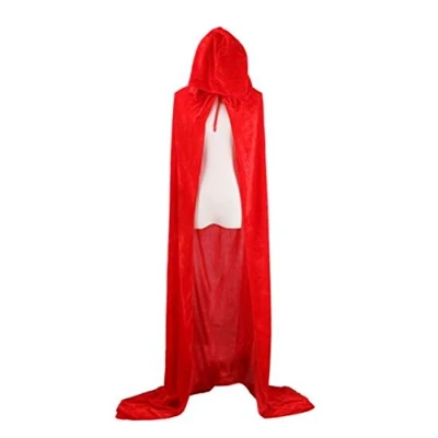 Image of CHSYOO red hooded cloak long cape with hood robe for Halloween costume party witch devil vampire cosplay fancy dress
