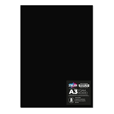 Image of Black Foam Board by Zieler® 5mm Thick Matt (A3 5 Sheets)