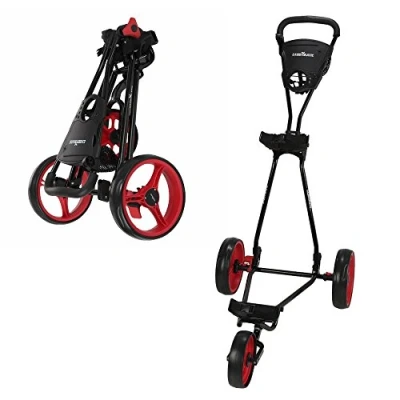 Image of Caddymatic Golf Continental 3 Wheel Folding Push/Pull Cart Black/Red