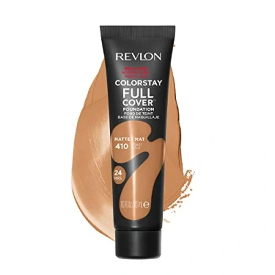 Image of Revlon ColorStay Full Cover Longwear Matte Foundation, Heat &amp; Sweat Resistant Lightweight Face Makeup, Toast (410), 30ml