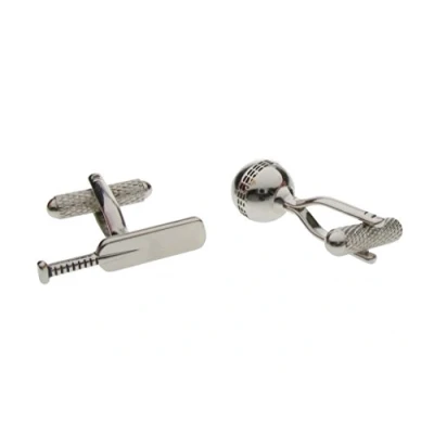 Image of Cricket Ball and Bat Cufflinks Supplied in Onyx Art London Cufflink Gift Box