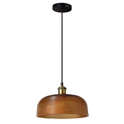 Image of Industrial Vintage Round Glass Pendant Light Shade Retro E27 Loft Bar Ceiling Hanging Lamp Kitchen Dining Room Chandelier 27cm (Amber)