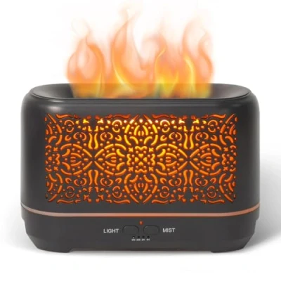 Image of Earnest Living Essential Oil Diffuser Classic Flame 200ml Timers Night Lights and Auto Off Function Home Office Humidifier Aromatherapy Diffusers for Oils Black