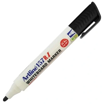 Image of artline 157ri Whiteboard Marker Pens, BLACK, Bold Point (2.0mm), Pack of 1, Easy Wipe Dry Erase Refillable, School Office Everyday Use