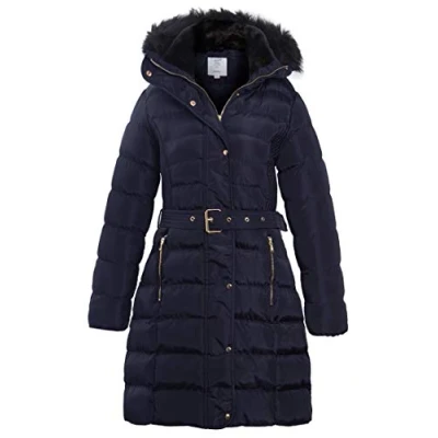 Image of SS7 Women&#039;s Padded Faux Fur Parka Coat (Navy, 10)