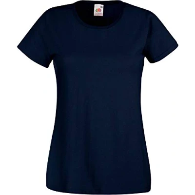 Image of Fruit of the Loom Ladies Fit Valueweight Colours Short Sleeve Cotton T Shirt, Blue Deep navy, Large