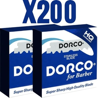 Image of 200 Premium Quality DORCO Single Edge Razor Blades Ultra Sharp, Long Lasting, Professional Grade Shaving Barbers&#039; And Traditional Enthusiasts&#039; Choice Pack of