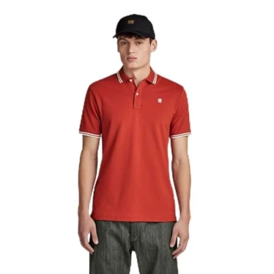 Image of G STAR Men&#039;s Dunda Slim Stripe Polo Polos, Orange (rooibos tea D17127 5864 G052), M