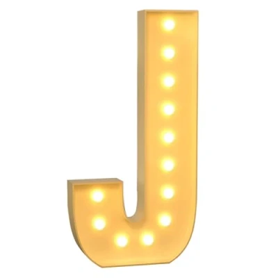 Image of 120cm 4ft Large Decorative LED Light Up Letter J, Marquee Sign, Mosaic Letters for Balloons Birthday Wedding Party Valentine&#039;s Day
