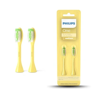 Image of Philips Bh1022/02 One Electric Tooth Brush Head, Yellow, 2 Count, Pack of