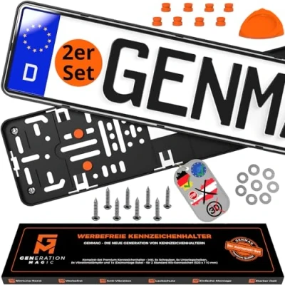 Image of GENMAG® Frameless License Plate Holder [Legal &amp; Universal] Car Number Black