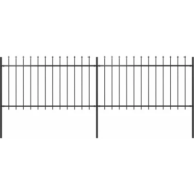 Image of vidaXL Garden Fence with Spear Top Steel 3.4x1 m Black