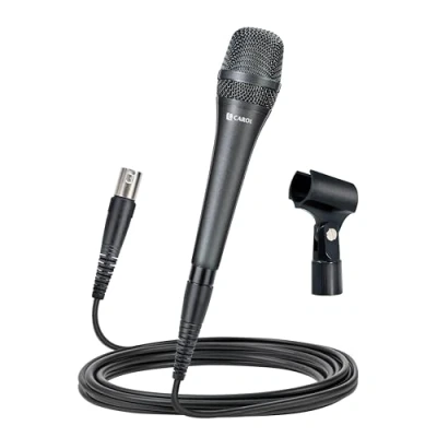 Image of CAROL AC 910 Vocal Microphone Cardioid Dynamic with AHNC Noise Cancellation, for Professional Live Stage Singing Performance, Includes Mic Clip and 14.8ft XLR Cable