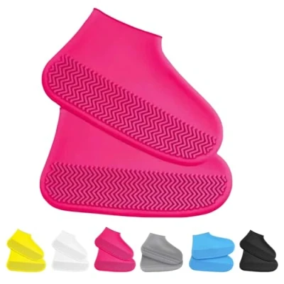 Image of Affectionk Anti Slip Waterproof Shoe Covers, Covers Silicone, Cycling, Reusable (M,Pink)