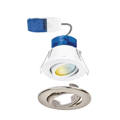 Image of Aurora R6 CWS FastRFix Wattage &amp; Colour Switchable LED Downlight Satin Nickel