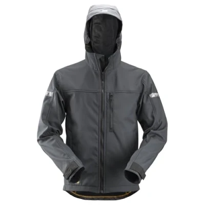 Image of Snickers AllroundWork Softshell Jacket with Hood Steel Grey/Black S Regular