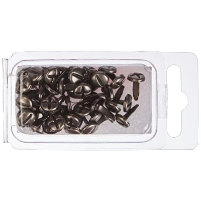 Image of Rayher Mini Brads with Screw Head Design for Scrapbooking, Card Making and Crafting, Round Paper Fasteners, grey, 8mm Head, 50pieces, 7835942