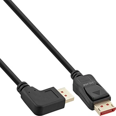 Image of InLine® DisplayPort 1.4 Cable 8K4K Left Angled Black/Gold 1m