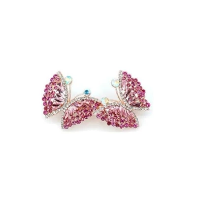Image of yangzerang Hair Clip Double Butterfly Barrettes for Women Crystal Alligator Hairpin Headwear Fashion Accessories Jewelry