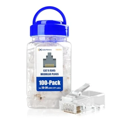 Image of Cable Matters 100 Pack Cat6 RJ45 Modular Plugs (RJ45 Connectors / Connector Ends Plugs) for Solid or Stranded UTP