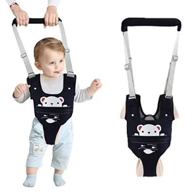 Image of Baby Walking Harness, IULONEE Ergonomics Walker Assistant Belt Handheld Breathable Kids Helper Help Walk with Detachable Crotch for 9 24 Month(Dark Blue)
