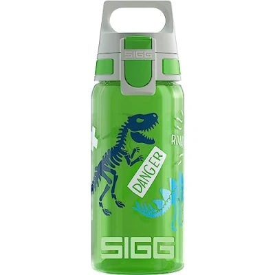 Image of SIGG Kids Water Bottle Viva One Jurassica Suitable For Carbonated Beverages Leakproof Dishwasher Safe BPA Free Sports &amp; Bike Green 0.5L