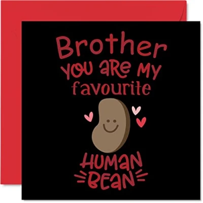 Image of Funny Birthday Cards for Brother Favourite Human Bean Joke Happy Card from Sister, Gifts, 145mm x Sibling Greeting Gift