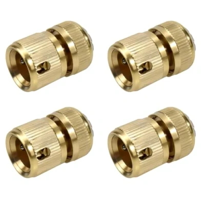 Image of Dunnet Tools 4 Pack 1/2 Inch Garden Hose Quick Connector Brass End Nozzle Connect Kit for Kitchen Outdoor 1/2&quot; Tap Spray Gun Attachment Hosepipe Connectors