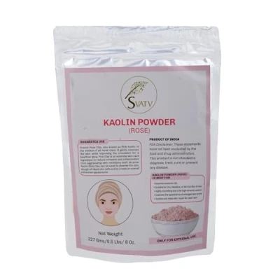 Image of SVATV Rose Kaolin Powder For Face Mask Herbal Makeup, Bath Bomb Clay, DIY Spa Mud Facial 227 Grams Half Pound