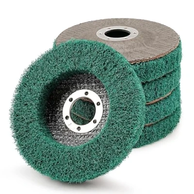 Image of SI FANG 115mm Nylon Scouring Pad Flap Disc 180 Grit Coarse Angle Grinder Attachments Grinding Sanding Disc, Wood Metal Cleaning Paint Rust Remover Polishing Wheel, 5Pcs 4 1/2 inch