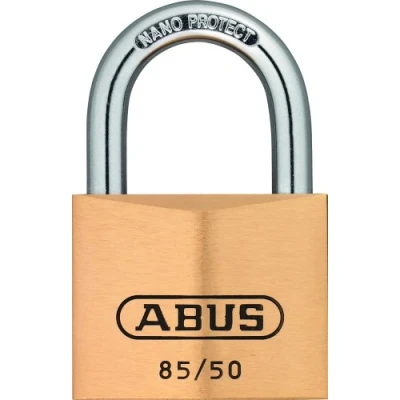 Image of ABUS 04818 Stainless Steel Shackle Service Brass Padlock with 2747 Alike Keyed