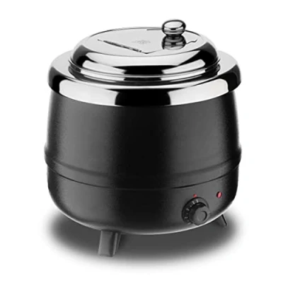 Image of 15L Black Commercial Soup Kettle Warmer, 400W Catering Electric Insulation Food Warmer with Removable Inner Pot, for Mulled Wine, Chilli or Curry