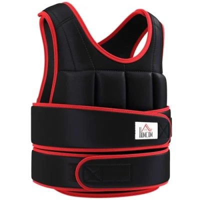 Image of HOMCOM 20kg Weighted Vest, Adjustable Running Weight Vest with 38 Bags for Men or Women Cardio Exercise, Black and Red