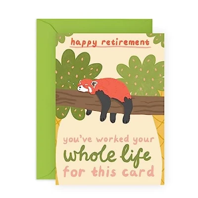Image of Central 23 Happy Retirement Card For Men Leaving Cards Colleagues Red Panda Good Luck Coworker Dad Uncle Son Father In Law Comes With Fun Stickers