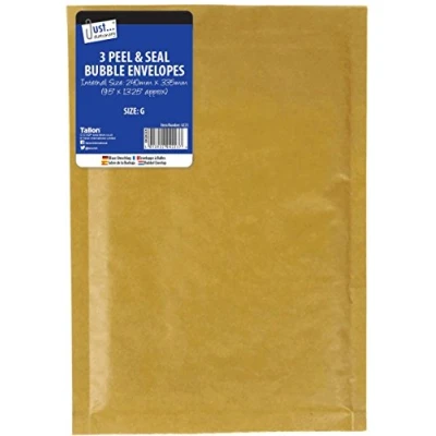 Image of Just Stationery Size G 240 x 335 mm Bubble Envelope (Pack of 3), 4223