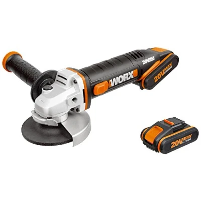 Image of WORX WX800 18V (20V Max) Cordless 115mm Angle Grinder with x2 2.0Ah Batteries, Black