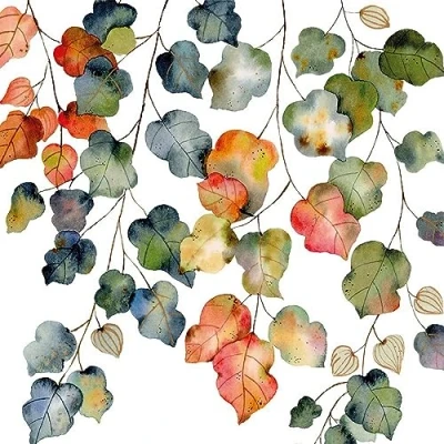 Image of 20 Napkins Autumn Tendrils of Leaves as Table Decoration Paper with Motif Also for Decoupage and 33 x cm
