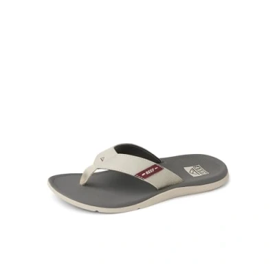 Image of Reef Men&#039;s Santa Ana Flip Flop, Arch Support, Water Friendly, Non Marking Outsole, Tan/Grey/Maroon, 13