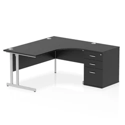 Image of Impulse 1600 RH Crescent Desk Cantilever Black/Silver 600 Hi Ped
