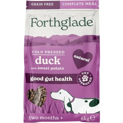 Image of Forthglade Complete Natural Dry Dog Food Grain Free Duck with Vegetables (6kg) Resealable Bag Easy to Digest Cold Pressed for Puppy, Adult and Senior Dogs