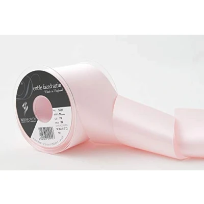 Image of Berisfords Double Faced Satin Ribbon, Pale Pink, 70 mm Width, 20 metre Length