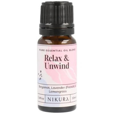 Image of Nikura Relax &amp; Unwind Essential Oil Blend 10ml Made from Bergamot, Lavender, Lemongrass for Relaxation, Aromatherapy, Diffusers, Soap Making, Candle Making Vegan UK