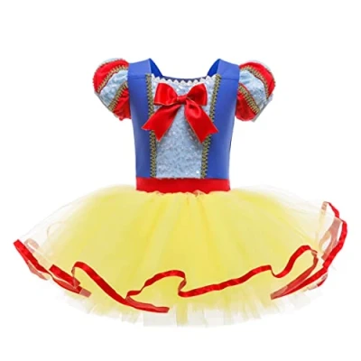 Image of Lito Angels Princess Snow White Ballerina Costume for Kids Girls, Fancy Ballet Tutu Dress Dance Wear Outfit, Age 7 8 Years, Yellow (Tag Number 140)