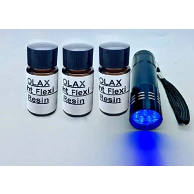 Image of 30ml Light Flexible UV Glue, Resin in amber bottle for Fly Tying, 9 LED Torch curing