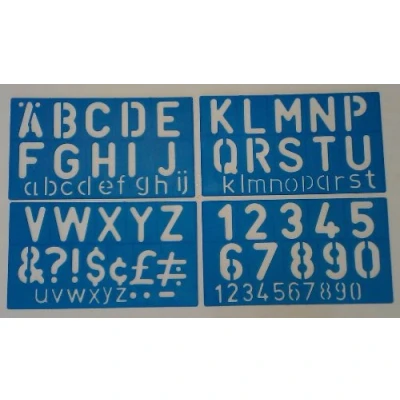 Image of 50mm Plastic Stencil Kit Letters &amp; Numbers Alphabet Upper Lower Case