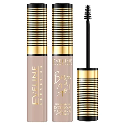 Image of Eveline Cosmetics Brow &amp; go! BROW&amp;GO Mascara No 05 Taupe Precise Definition Long lasting Formula for Natural, Bold Brows 10ml