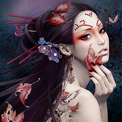 Image of OWN4B Cross Stitch Kits Stamped, Beautiful Girl Printed Pattern 11CT 14.2x14.2 inch DIY Embroidery Kit (Woman)