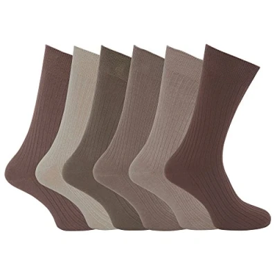 Image of Mens XL Ribbed 100% Cotton Socks Sizes 11 To 14 (Pack Of 6) (11 14) (Design 4)